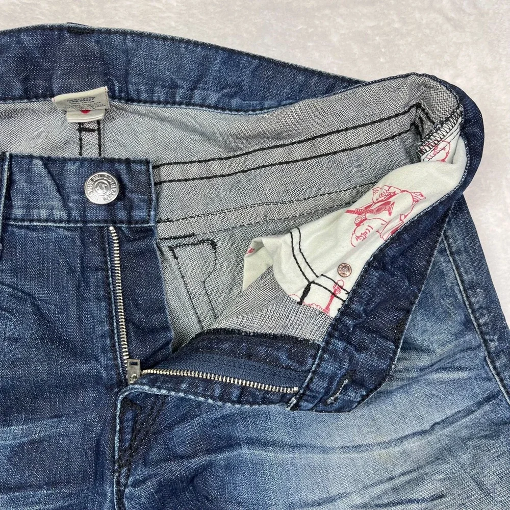 True Religion Rainbow‎ Billy Jeans Women's Blue Denim Cropped USA Made - 39X25